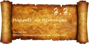 Hagymásy Hieronima névjegykártya
